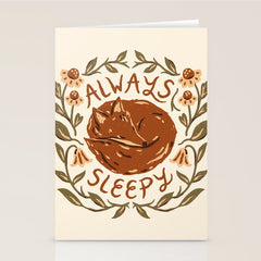 Always Sleepy' Fox Stationery Card