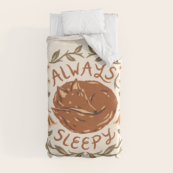 Always Sleepy' Fox Duvet Cover