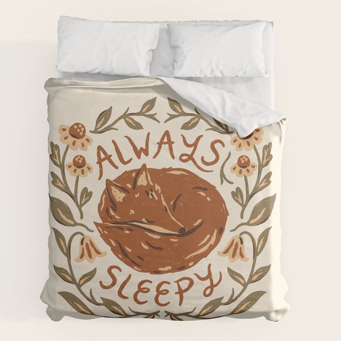 Always Sleepy' Fox Duvet Cover