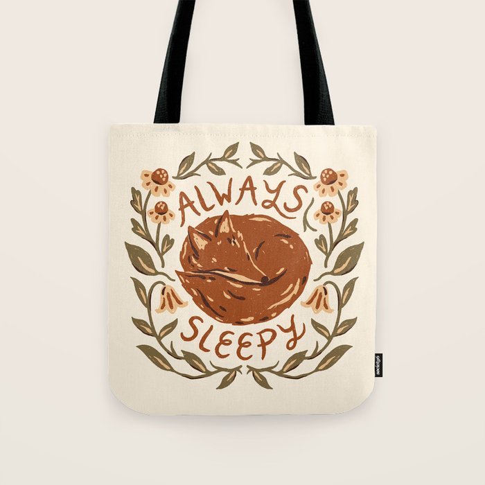 Always Sleepy' Fox Tote Bag