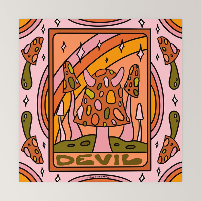 15. Devil Tarot Mushroom Mini Art Print