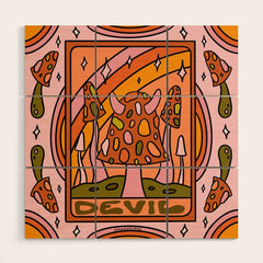 15. Devil Tarot Mushroom Wood Wall Art