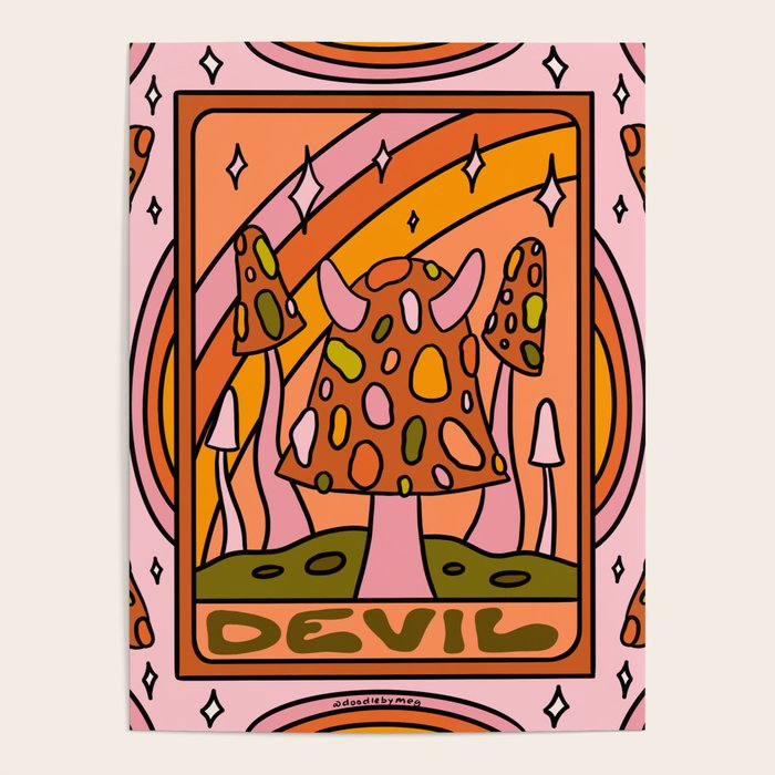 15. Devil Tarot Mushroom Poster