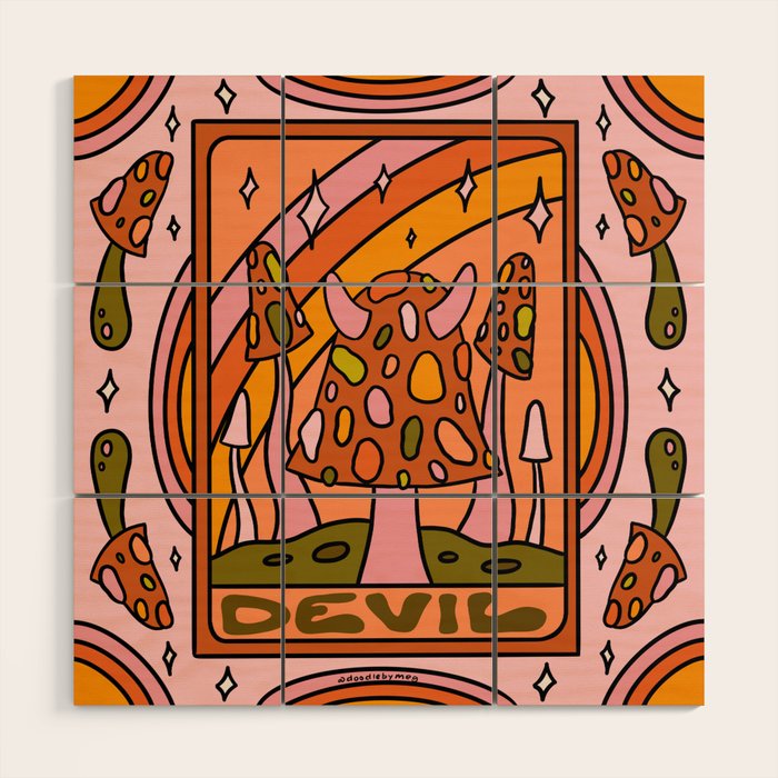 15. Devil Tarot Mushroom Wood Wall Art