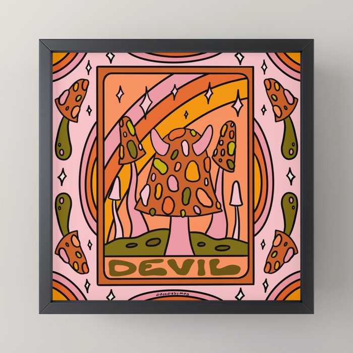 15. Devil Tarot Mushroom Mini Art Print