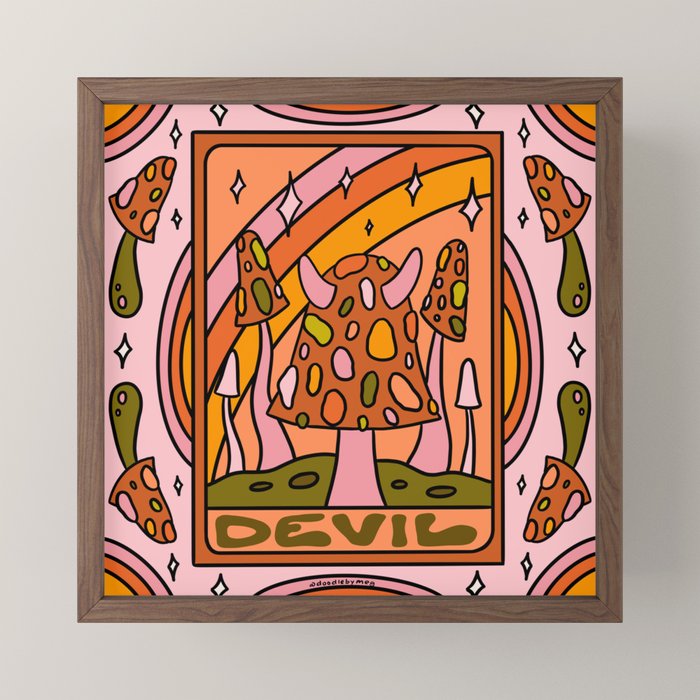 15. Devil Tarot Mushroom Mini Art Print