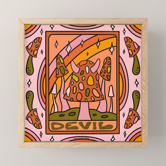 15. Devil Tarot Mushroom Mini Art Print