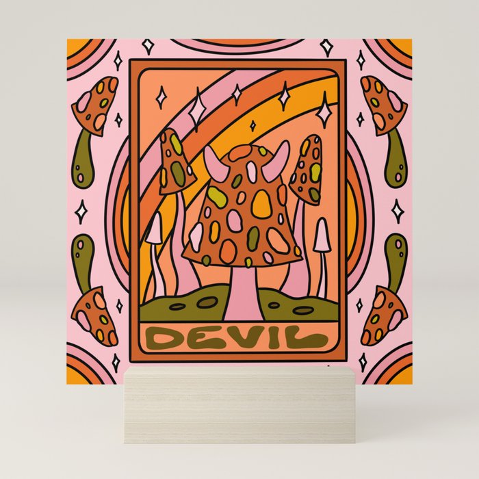 15. Devil Tarot Mushroom Mini Art Print