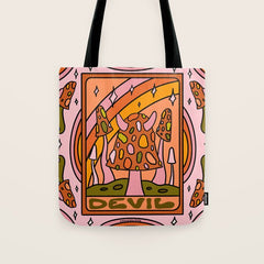 15. Devil Tarot Mushroom Tote Bag