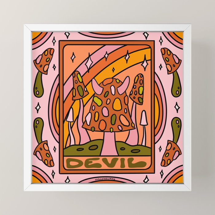 15. Devil Tarot Mushroom Mini Art Print