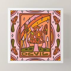 15. Devil Tarot Mushroom Mini Art Print