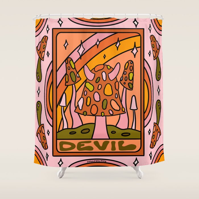 15. Devil Tarot Mushroom Shower Curtain