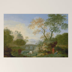 A Landscape with Distant Classical Ruins, a Bridge, Figures, and Cattle Welcome Mat