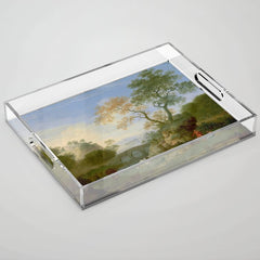 A Landscape with Distant Classical Ruins, a Bridge, Figures, and Cattle Acrylic Tray