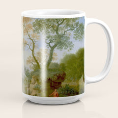 A Landscape with Distant Classical Ruins, a Bridge, Figures, and Cattle Coffee Mug