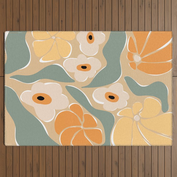 70s california flower market Outdoor Rug