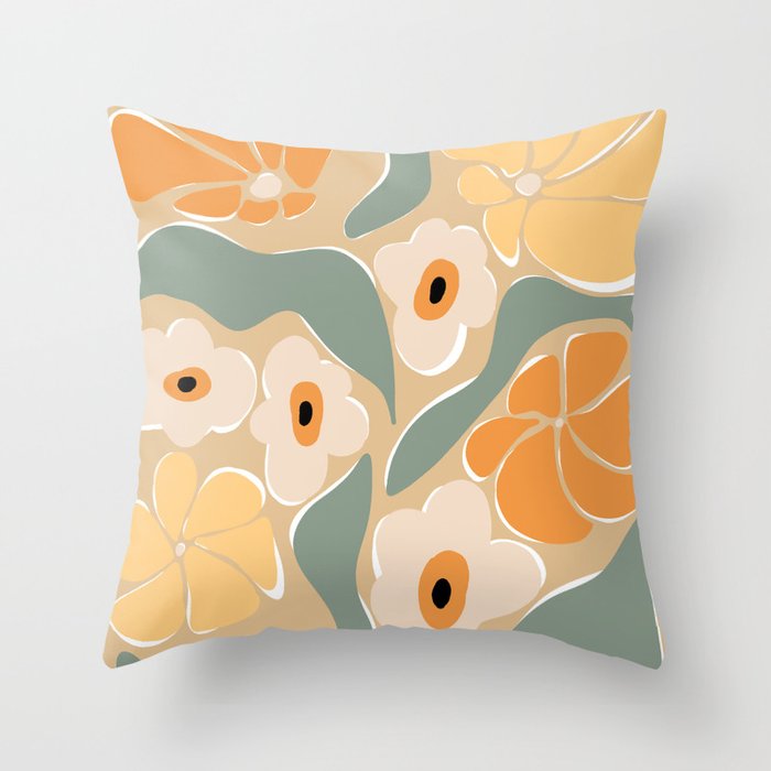70s california flower market Throw Pillow
