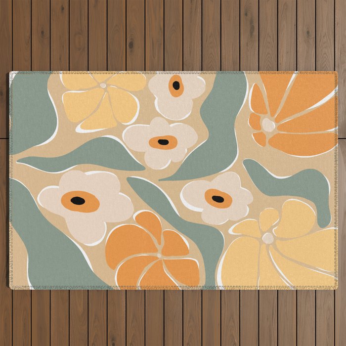 70s california flower market Outdoor Rug