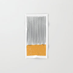 (White Background) Mid Century Modern Minimalist Rothko Inspired Color Field With Lines Geometric Style  Bath Towel
