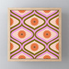 70s Disco Daisy Flower Pattern Mini Art Print