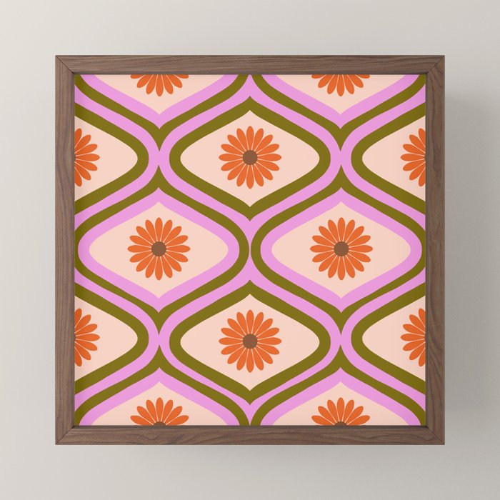 70s Disco Daisy Flower Pattern Mini Art Print