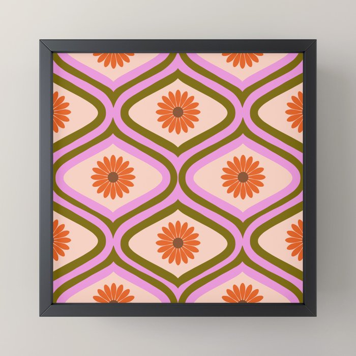 70s Disco Daisy Flower Pattern Mini Art Print