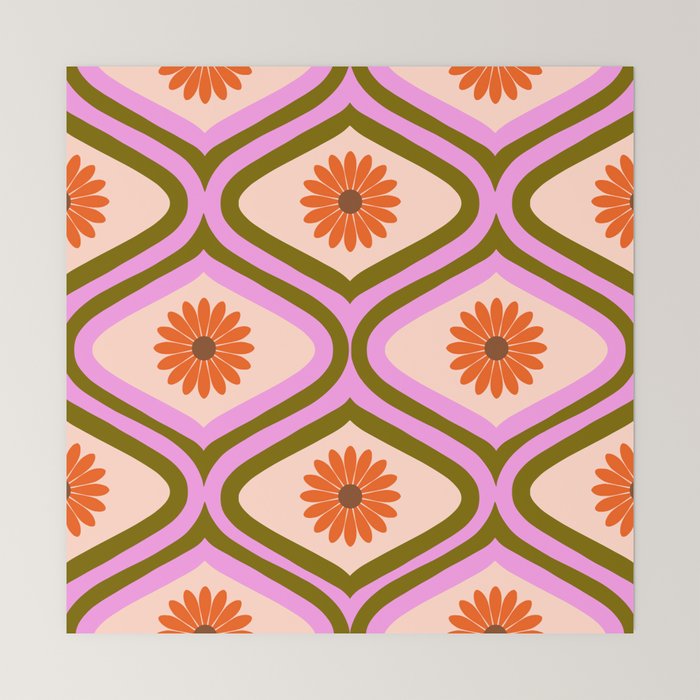70s Disco Daisy Flower Pattern Mini Art Print