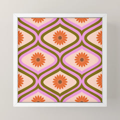 70s Disco Daisy Flower Pattern Mini Art Print