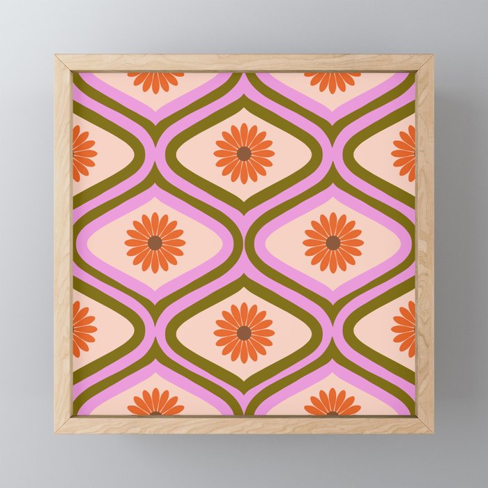 70s Disco Daisy Flower Pattern Mini Art Print