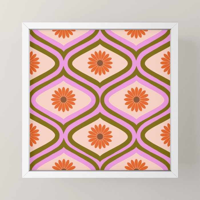70s Disco Daisy Flower Pattern Mini Art Print