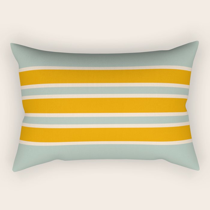 70s Style Mint Orange White Retro Stripes Pomona Rectangular Pillow