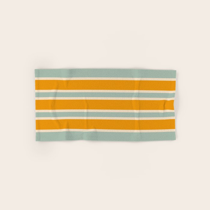 70s Style Mint Orange White Retro Stripes Pomona Bath Towel