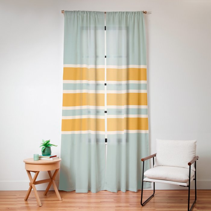 70s Style Mint Orange White Retro Stripes Pomona Window Curtain