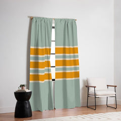 70s Style Mint Orange White Retro Stripes Pomona Window Curtain