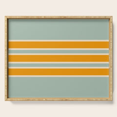 70s Style Mint Orange White Retro Stripes Pomona Serving Tray