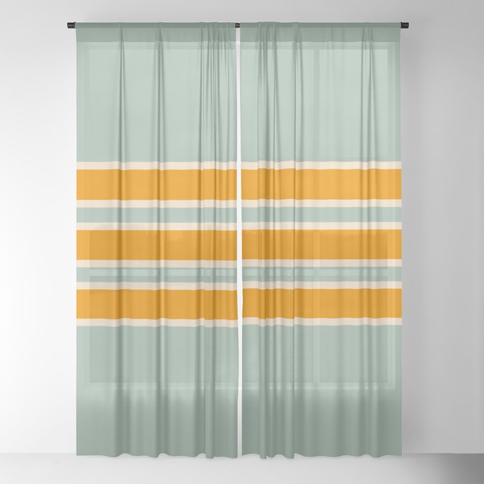 70s Style Mint Orange White Retro Stripes Pomona Window Curtain