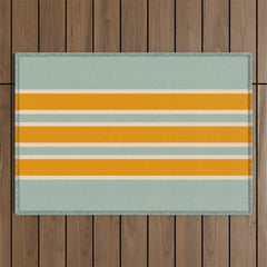 70s Style Mint Orange White Retro Stripes Pomona Outdoor Rug