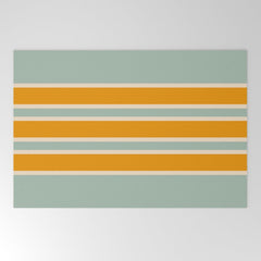 70s Style Mint Orange White Retro Stripes Pomona Welcome Mat