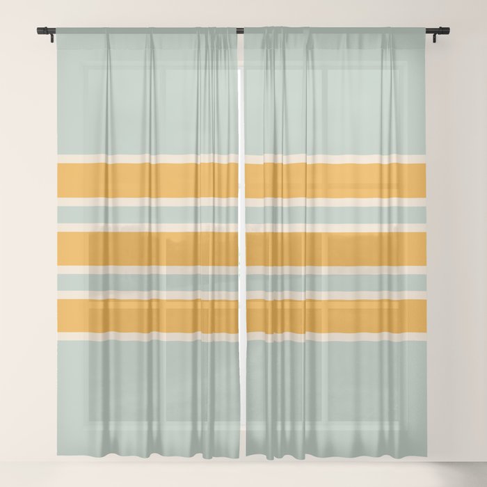 70s Style Mint Orange White Retro Stripes Pomona Window Curtain