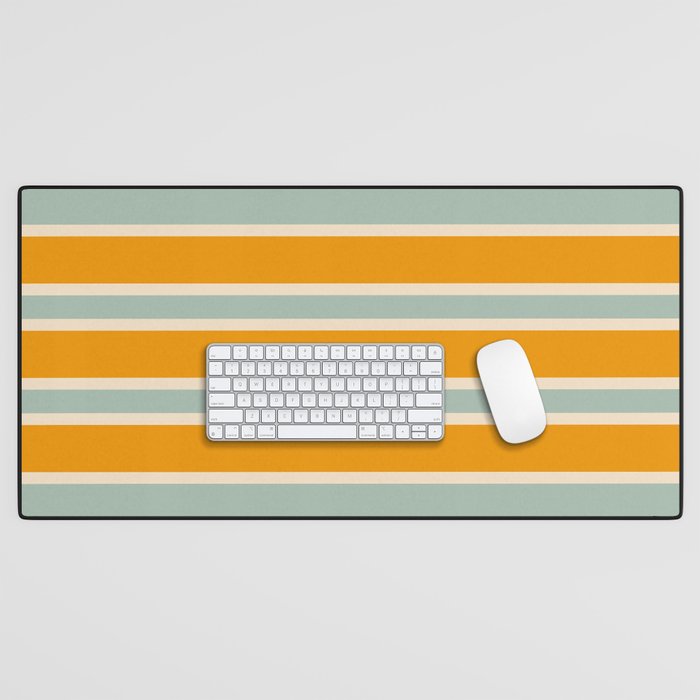 70s Style Mint Orange White Retro Stripes Pomona Desk Mat