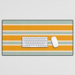 70s Style Mint Orange White Retro Stripes Pomona Desk Mat