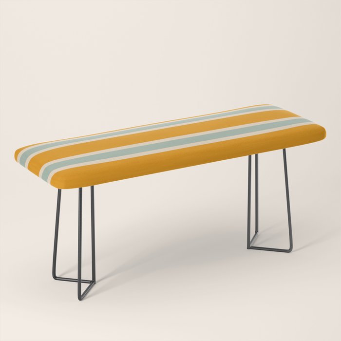 70s Style Mint Orange White Retro Stripes Pomona Bench