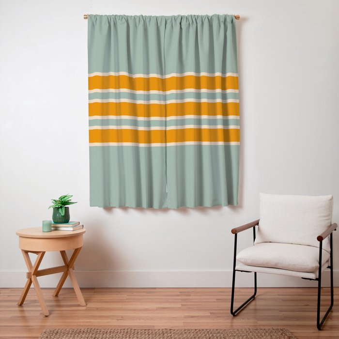 70s Style Mint Orange White Retro Stripes Pomona Window Curtain
