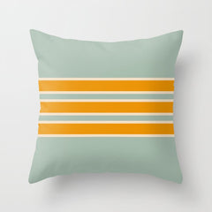 70s Style Mint Orange White Retro Stripes Pomona Throw Pillow