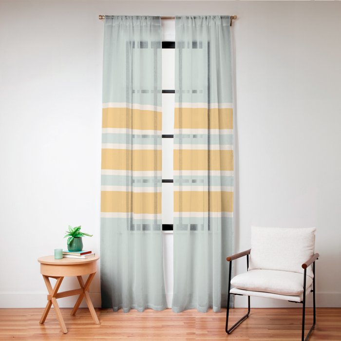 70s Style Mint Orange White Retro Stripes Pomona Window Curtain