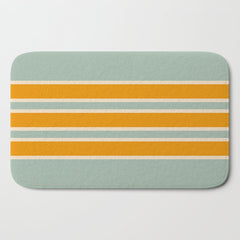 70s Style Mint Orange White Retro Stripes Pomona Bath Mat