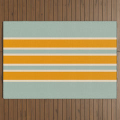 70s Style Mint Orange White Retro Stripes Pomona Outdoor Rug
