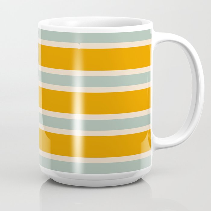 70s Style Mint Orange White Retro Stripes Pomona Coffee Mug