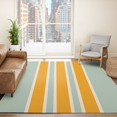 70s Style Mint Orange White Retro Stripes Pomona Rug