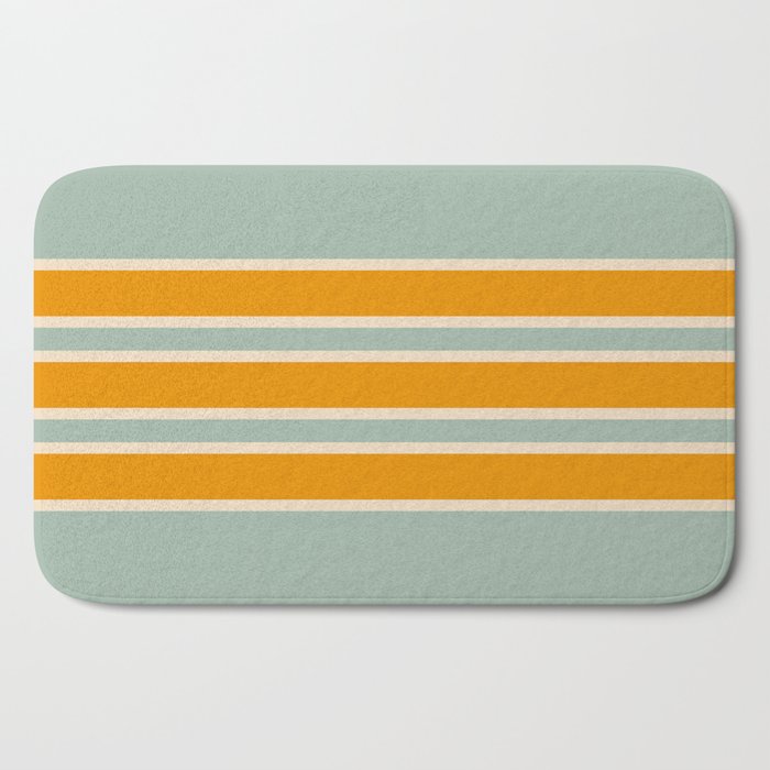 70s Style Mint Orange White Retro Stripes Pomona Bath Mat